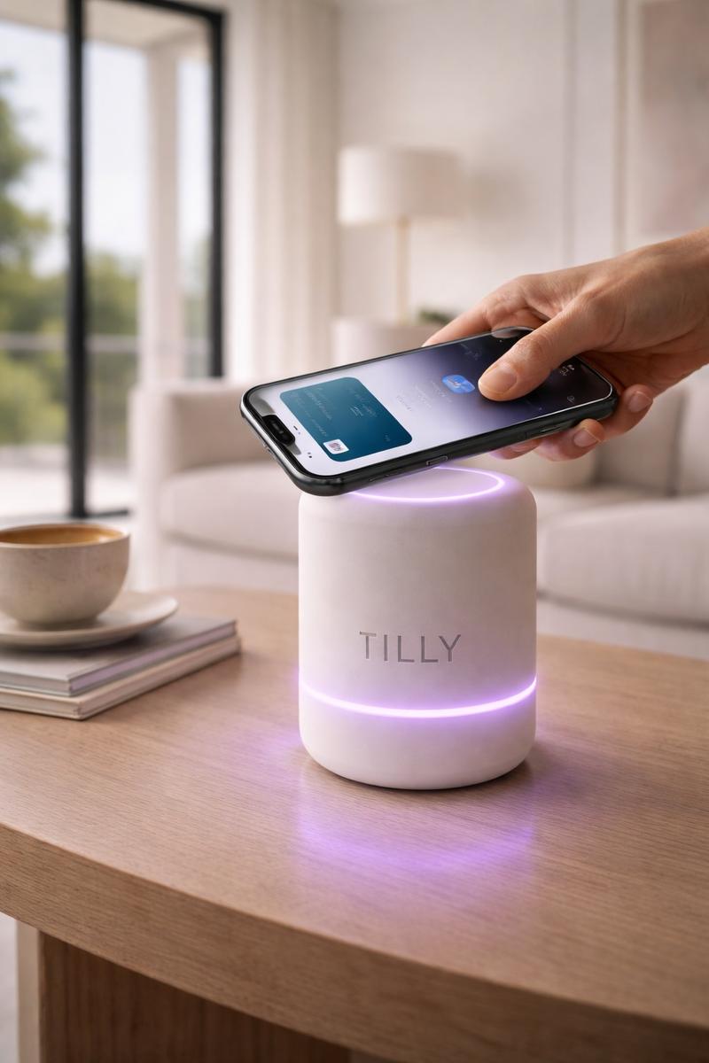 Un téléphone posé sur TILLY